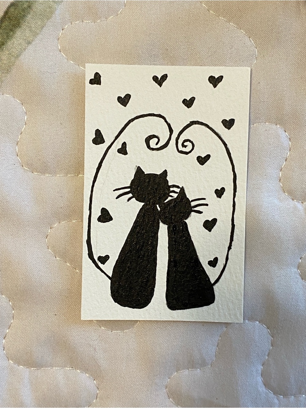 Whiskers in the Moonlight- ACEO Art Print - Trading card, Collectible